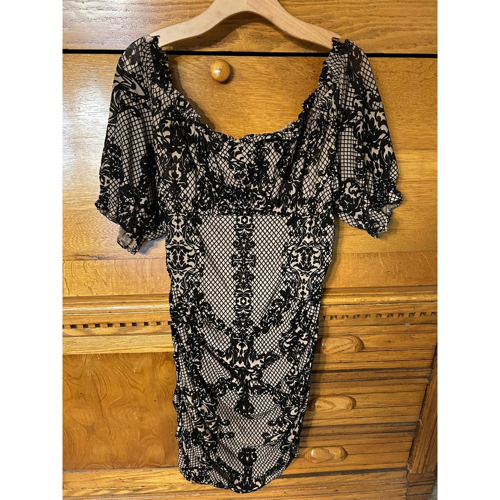 Romantic Goth Chic Ethereal Damask Ruched Bodycon Dress Off Shoulder Y2K Whimsi